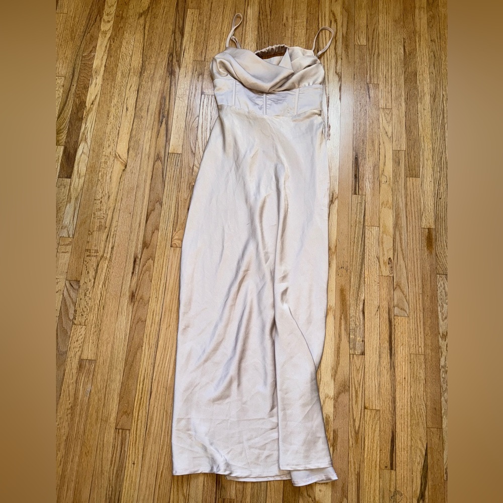Silky Corset Detail Midi Dress